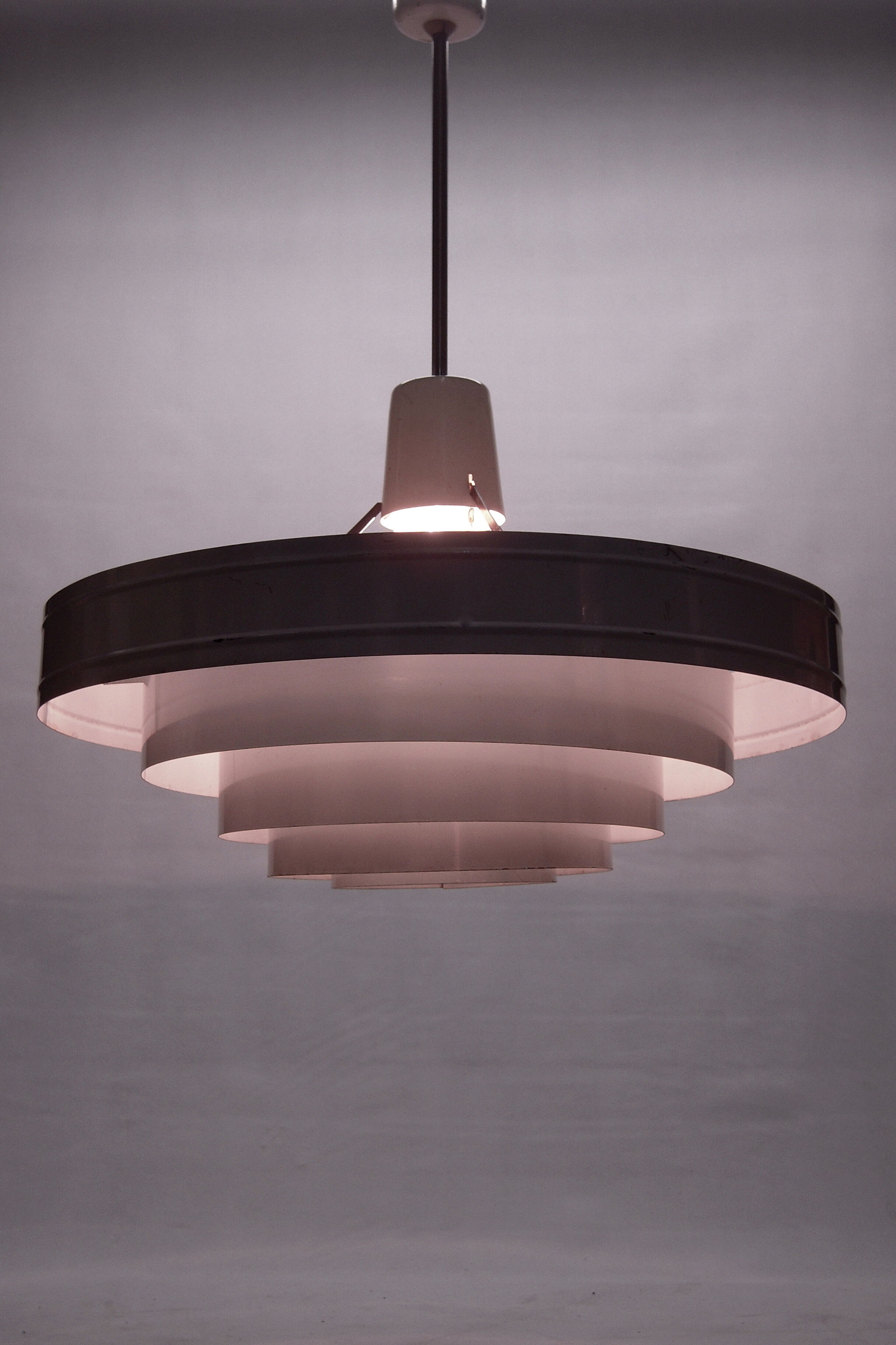 Satin white lacquered metal hanging from the 1960s