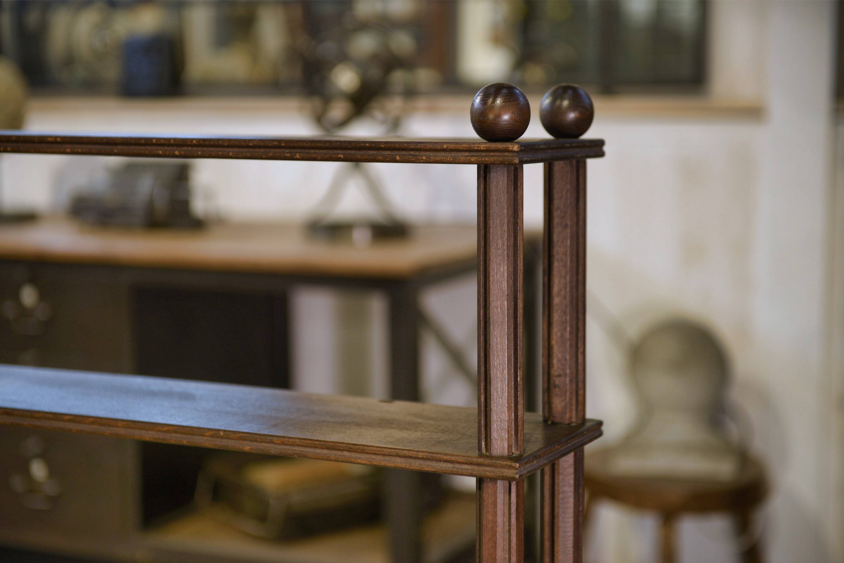 Beech shelf with ball feet, 1960s