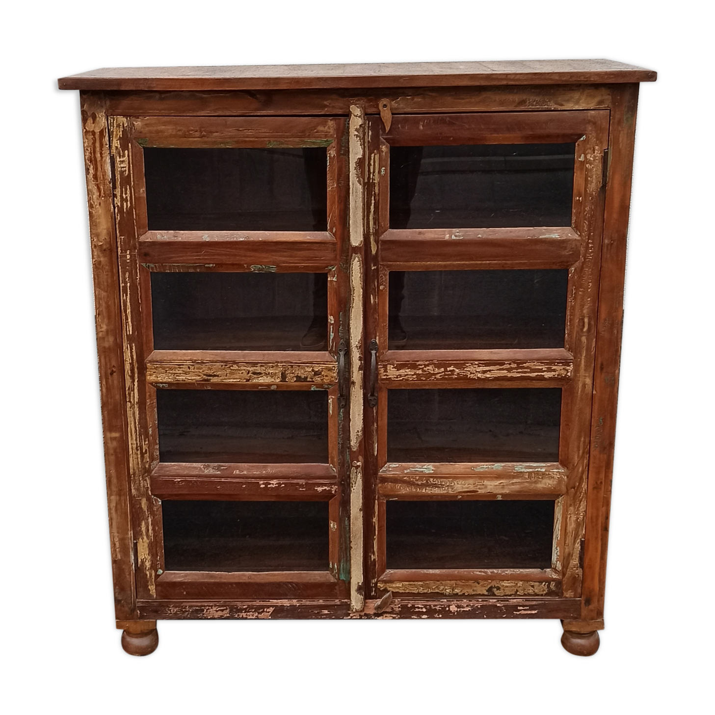Colorful wooden window with two doors