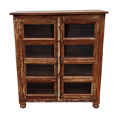 Colorful wooden window with two doors