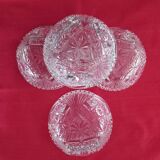 4 chiseled molded glass dessert bowls