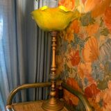Glass and brass lamp