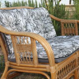 5-piece rattan salon 70/80 year jungle fabric