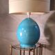 large living room lamp in cracked turquoise blue ceramic 1970 to 80, h53x40 elec ok