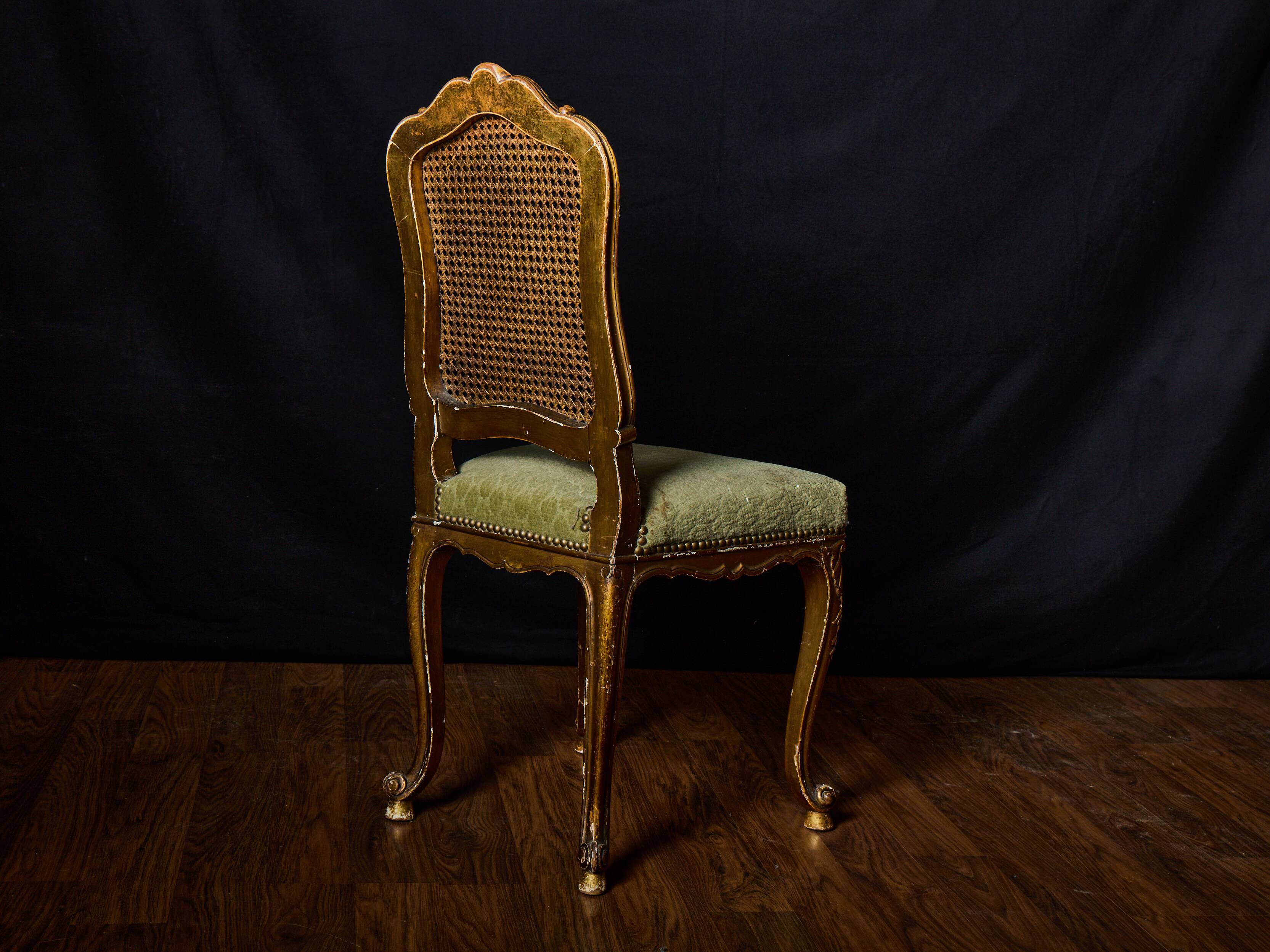 Set of 4 Louis XV style gilded chairs – Musician chair style