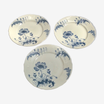 Trio assiettes plat en céramique manufacture Hollandaise Morphée vintage dimension : H-3cm- D-25cm-