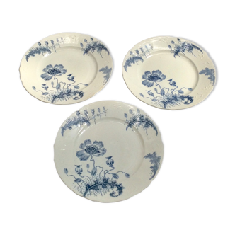 Trio assiettes plat en céramique manufacture Hollandaise Morphée vintage dimension : H-3cm- D-25cm-