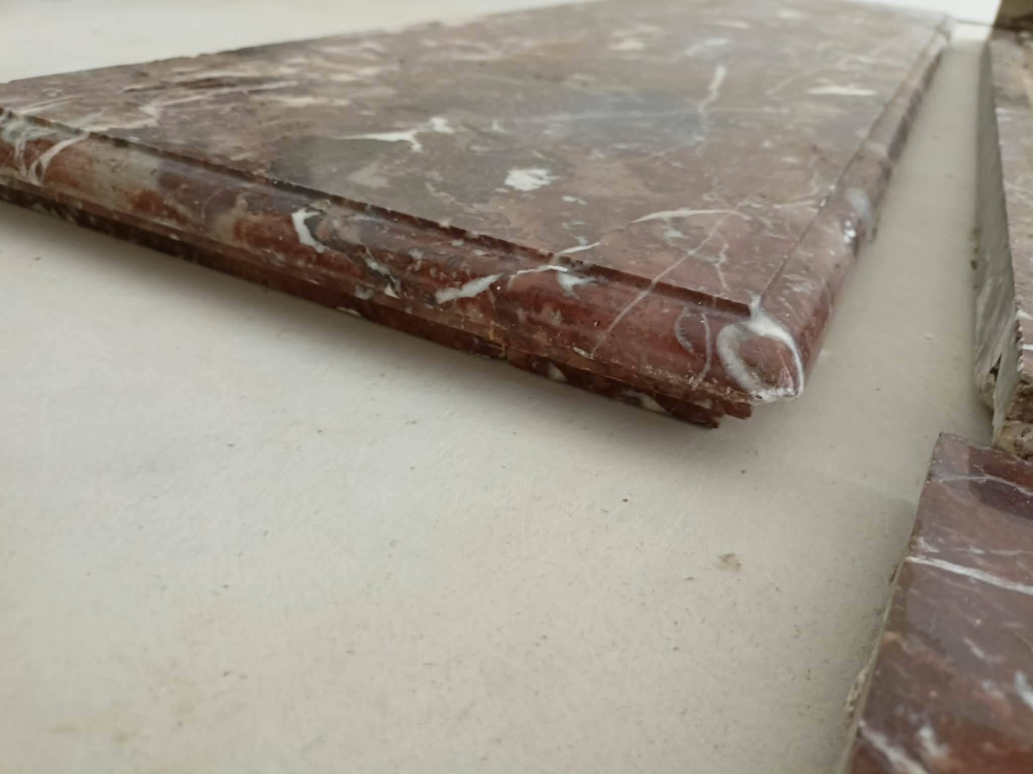 Antique veined red marble fireplace – 19th century