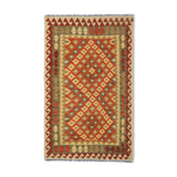 Handwoven geometric wool rug afghan kilim flatwoven carpet- 102x165cm