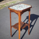 Antique wood pedestal table, 30