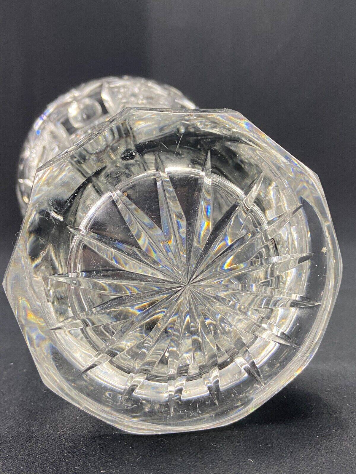 Large cut crystal vase richly decorated Bohemia