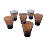 Set of 6 small antique grey blown glass aperitif glasses.