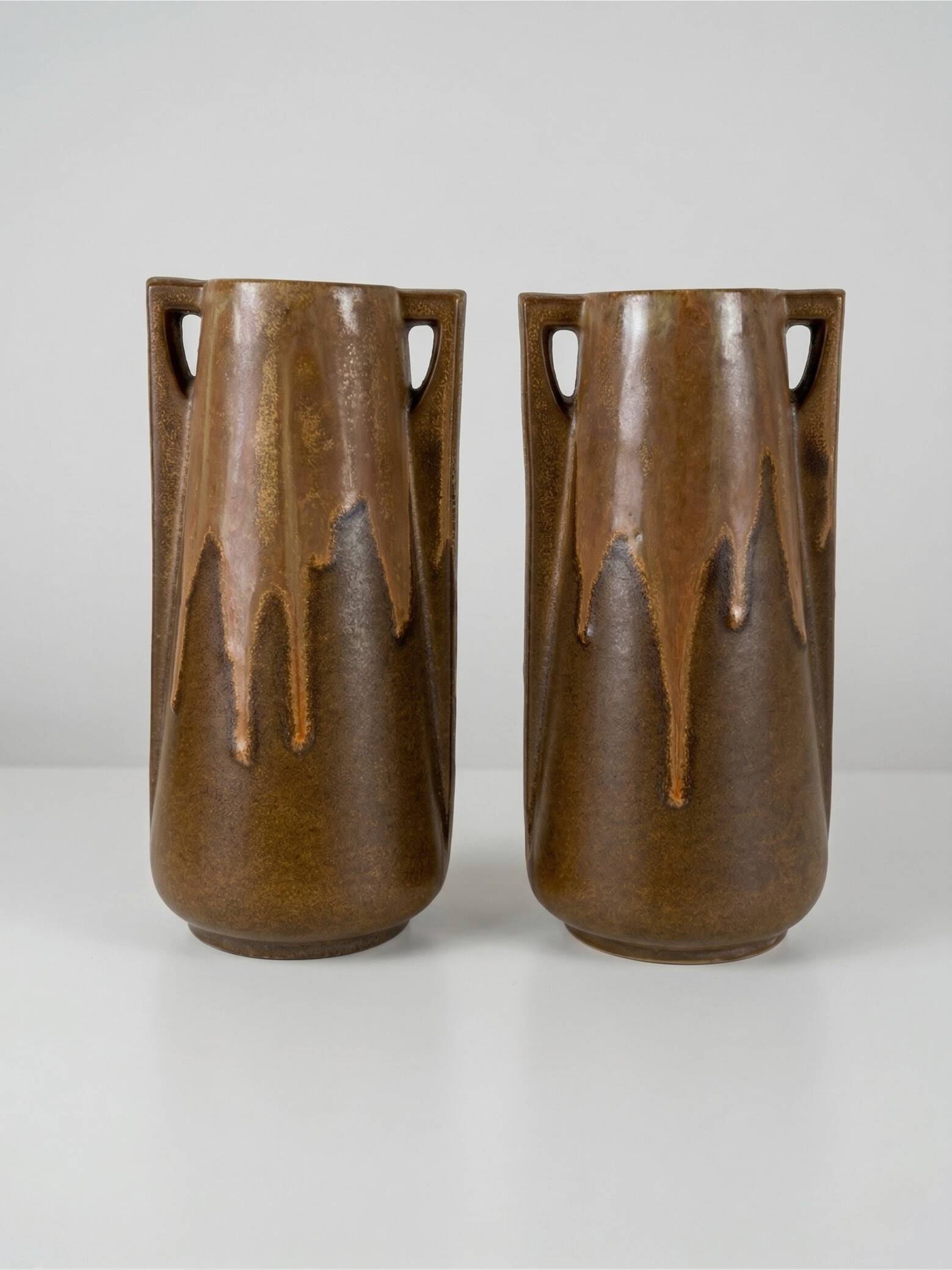 Pair of Denbac vases model 244 – vintage glazed French ceramics