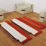 Modular sofa lacquered white and orange fabric