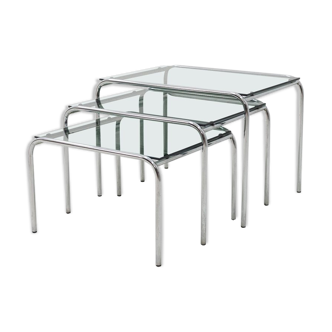 Ensemble de tables verre et chrome