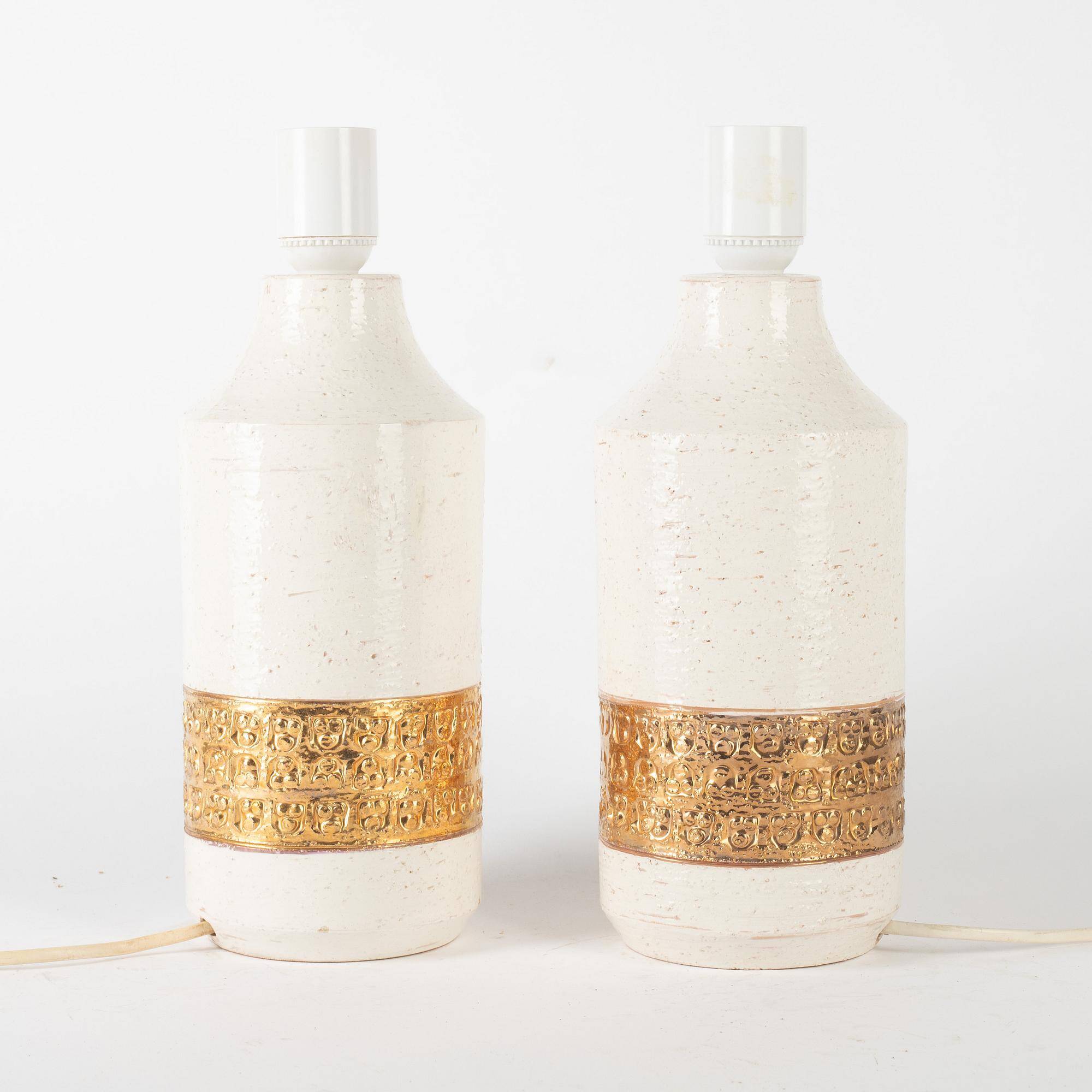 Pair of ceramic lamps by Aldo Londi for Bitossi, Sweden, 1960.