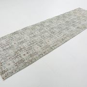 3x9 Shades Of Light Green & Black Vintage Runner Rug, 81x275Cm