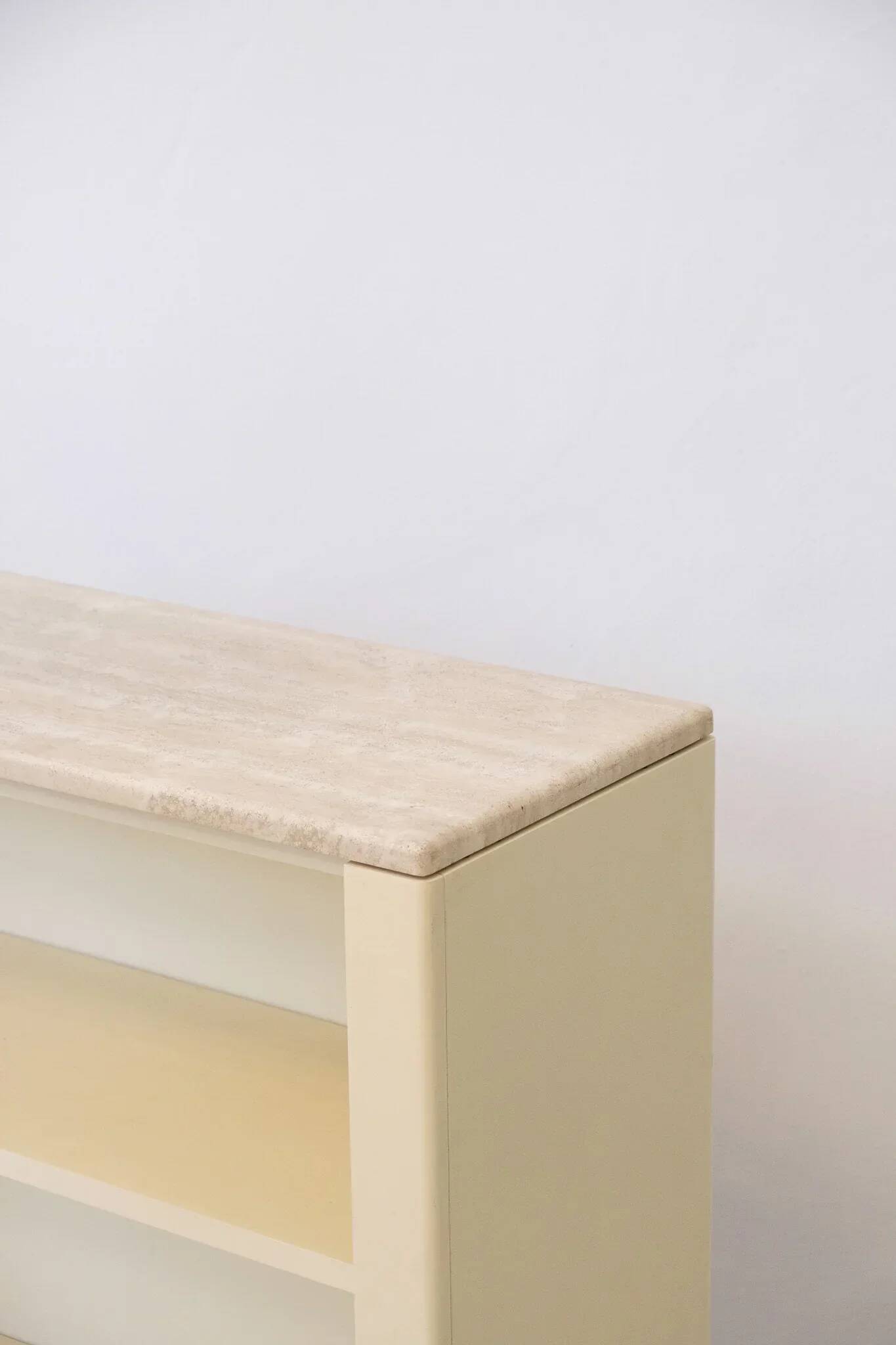 Shelf with travertine top by Lübke International, Germany.