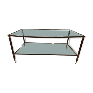 Table basse en laiton et verre