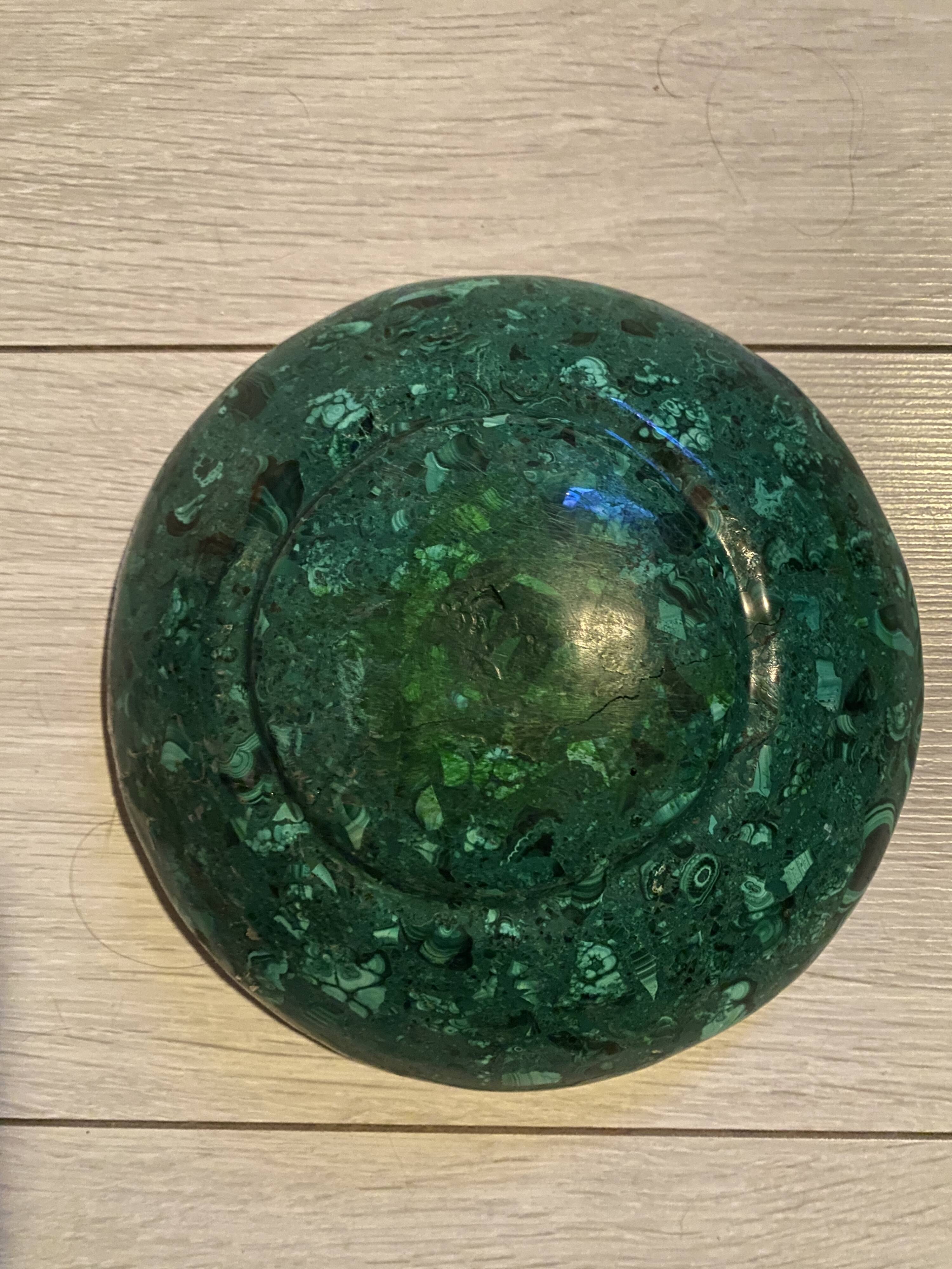 Small salad bowl in genuine malachite