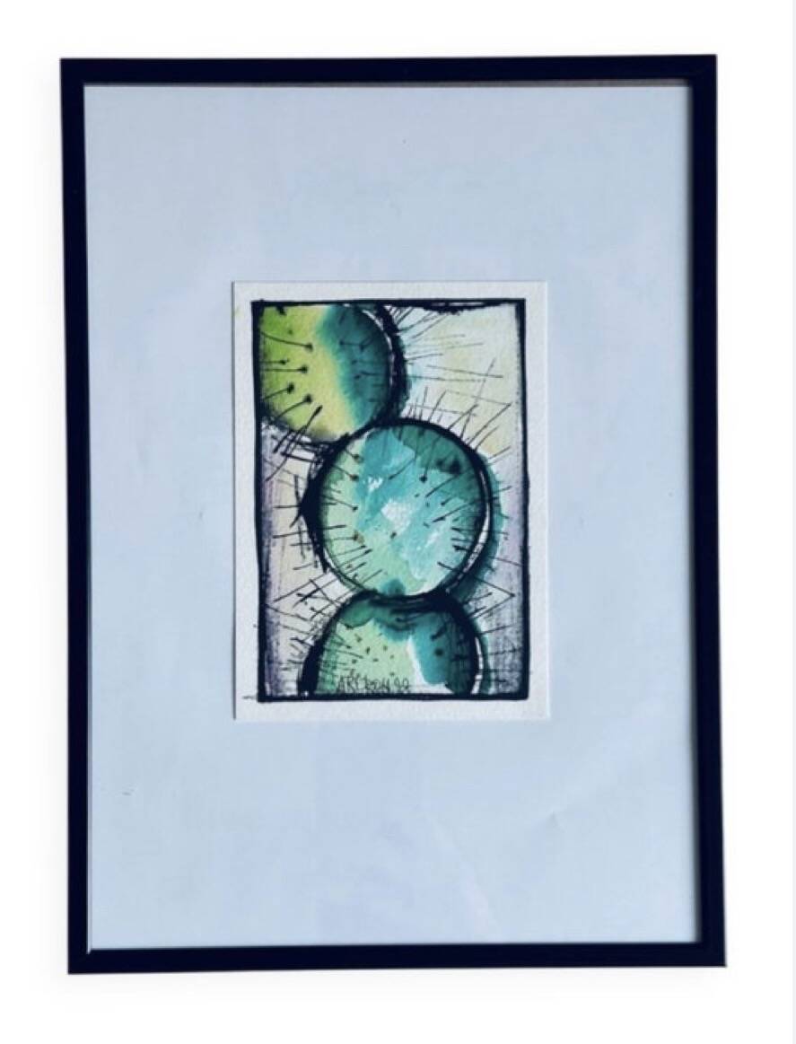 Chinese ink and watercolor, Ari Ron, Signed and dated 1998.