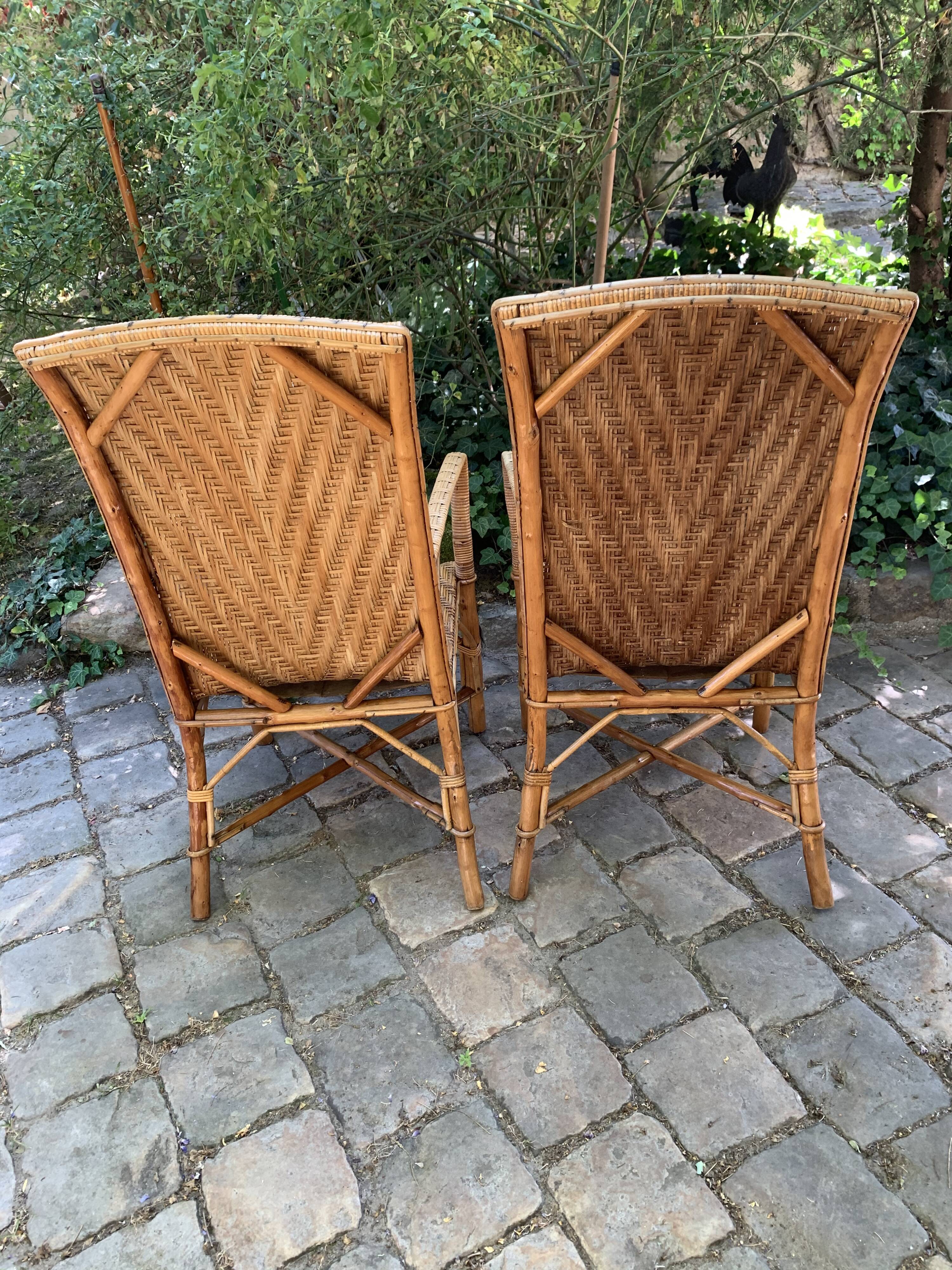 Pair of rattan armchairs