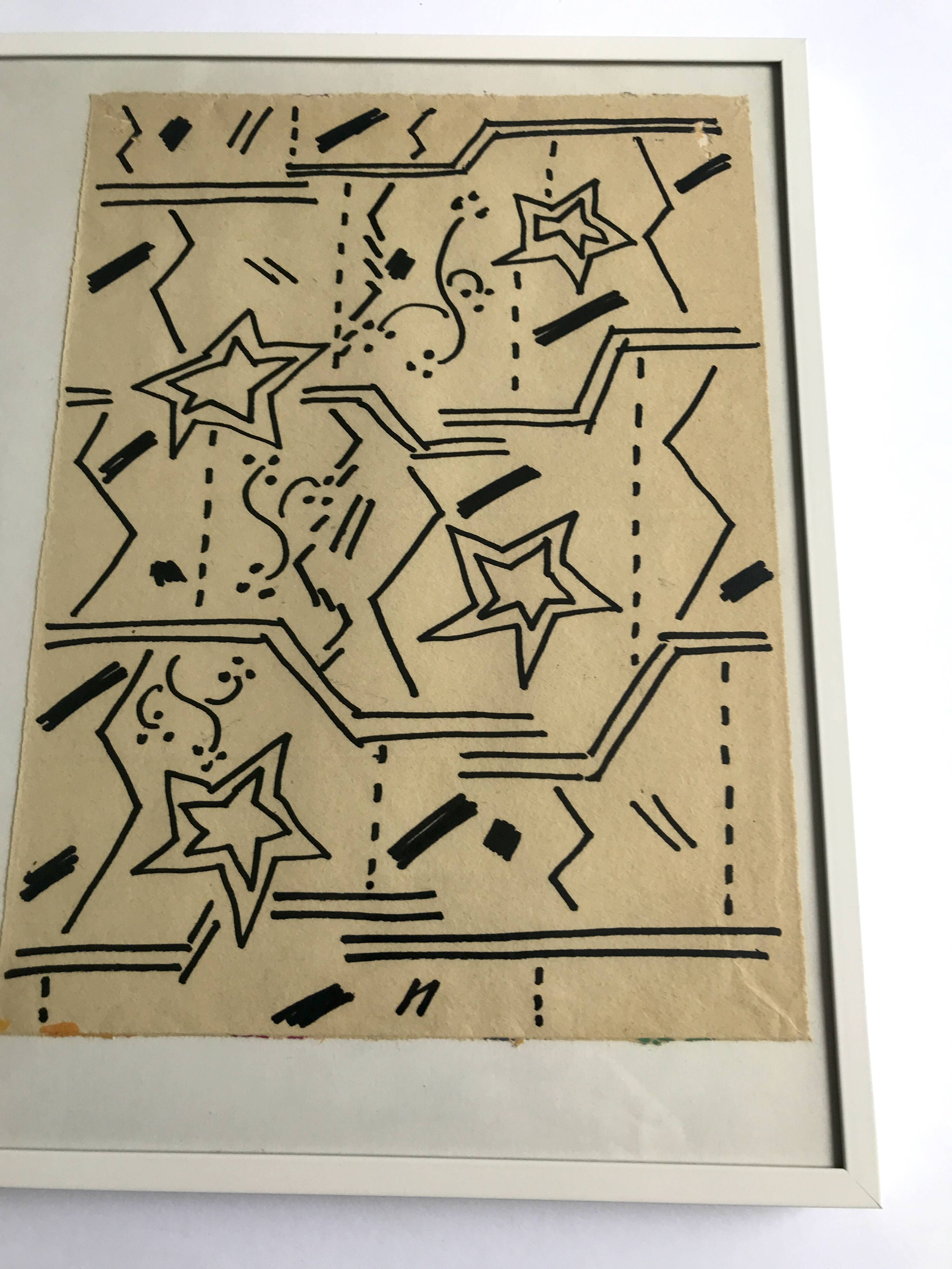 Elie dayan, untitled (abstract composition 1). felt pen on paper