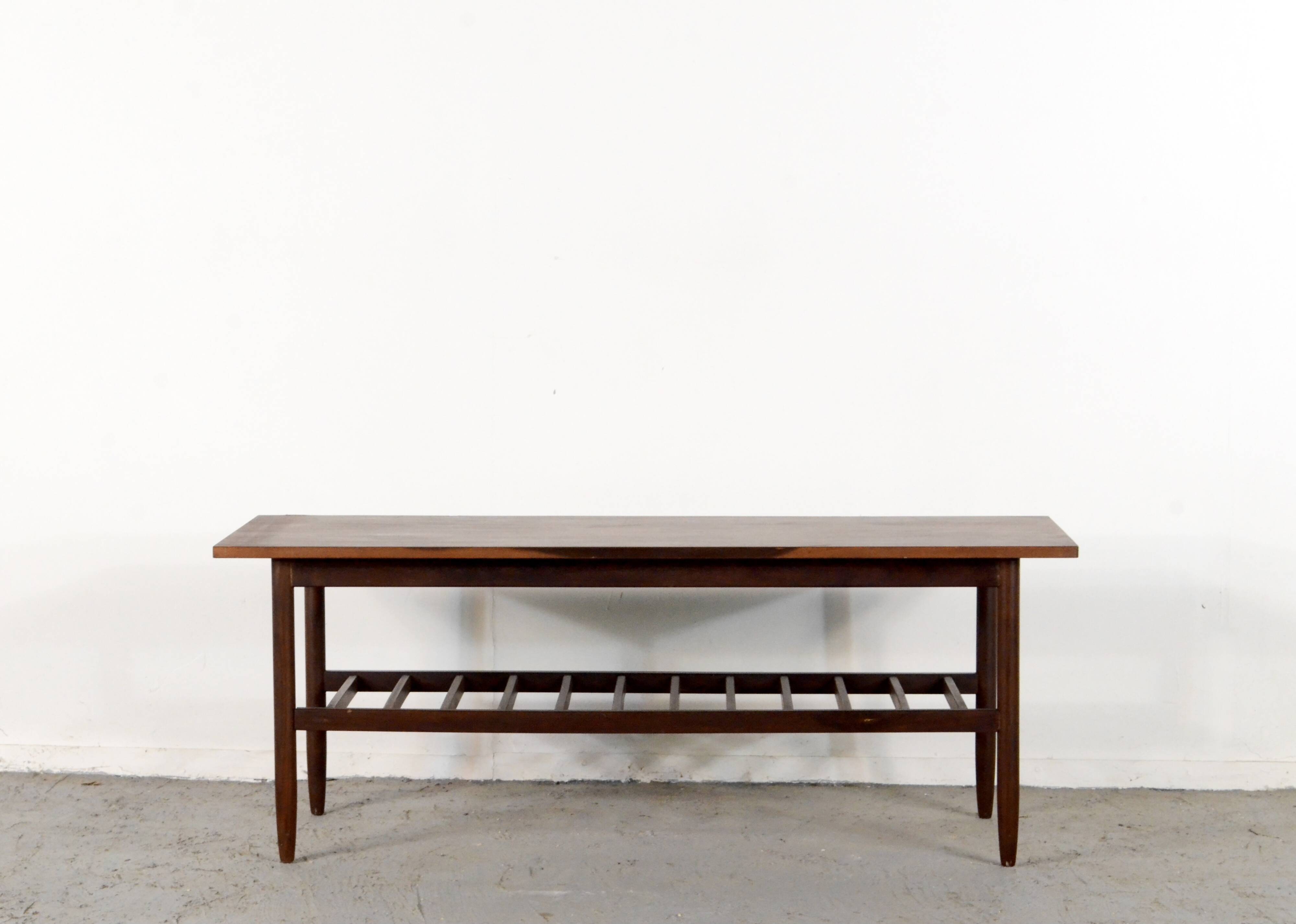 Vintage Midcentury Danish Two Tier Slatted Coffee Table In Afromosia.