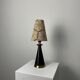 Conical table lamp in brass and wood, Italy 1960