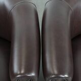 Set of two round cowhide  leather club armchairs in English style