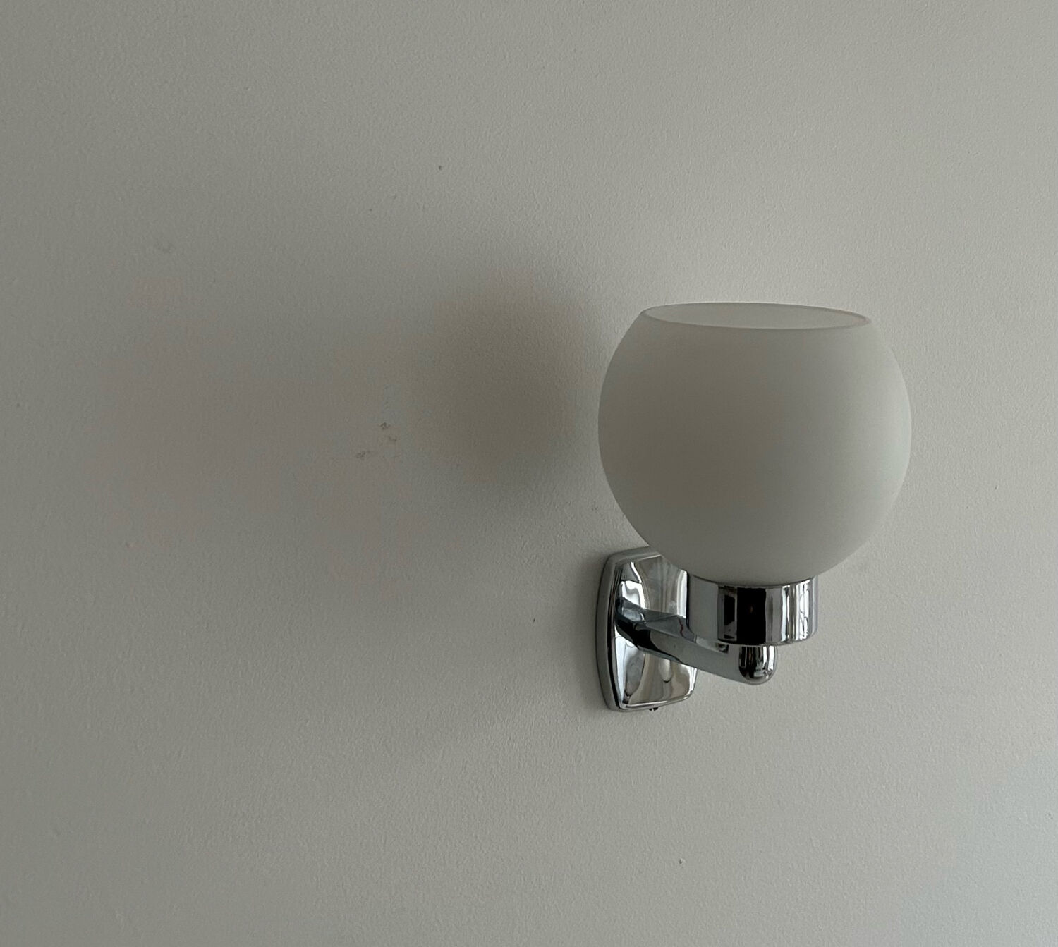 Vintage chrome and opaline wall lamp France 1970