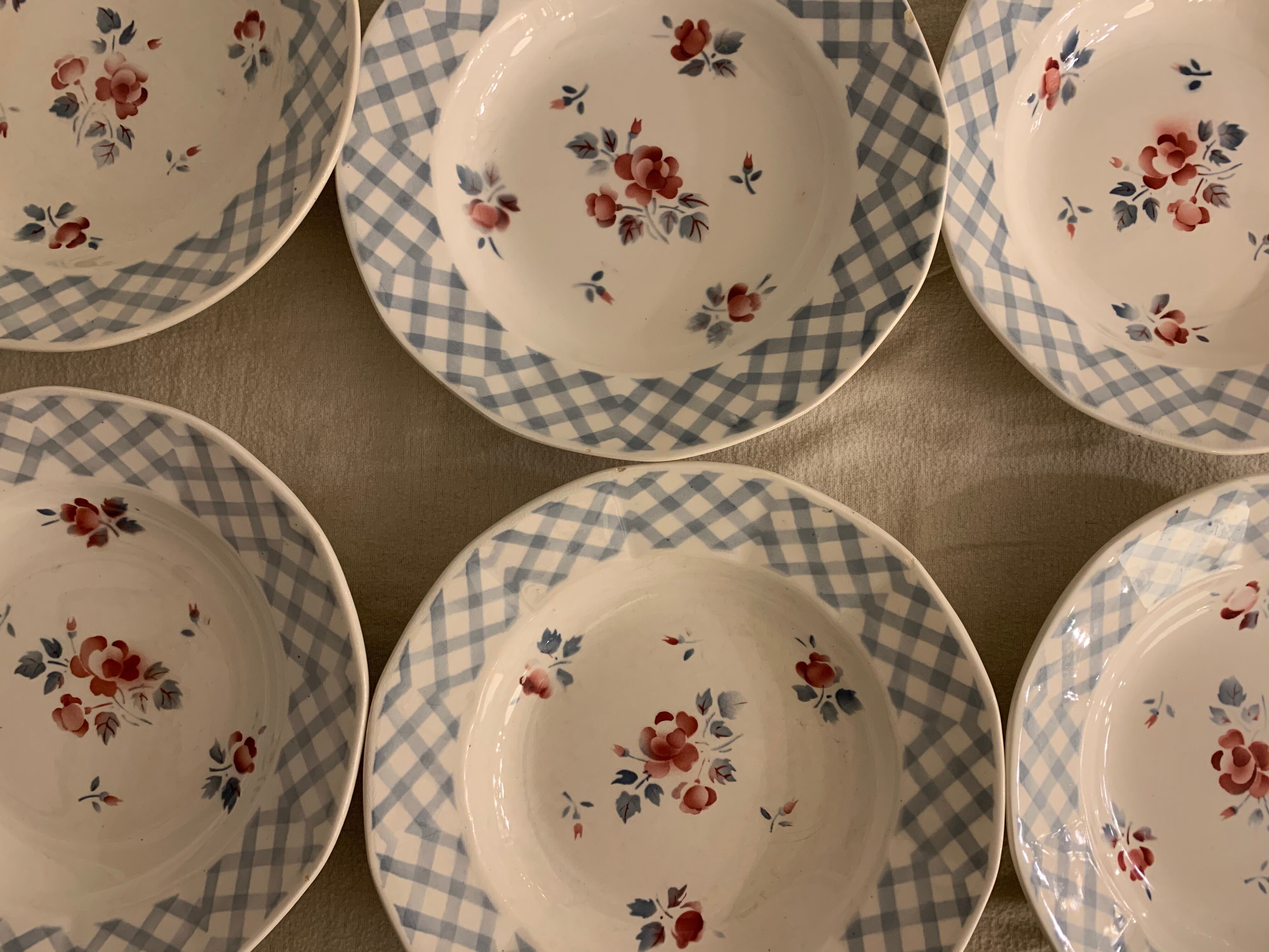 6 hollow plates Digoin Sarreguemines model Bastia art deco