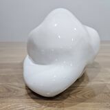 Elpa Alcobaca Portugal Ceramic White Cat Blue Glass Eyes, 1980s