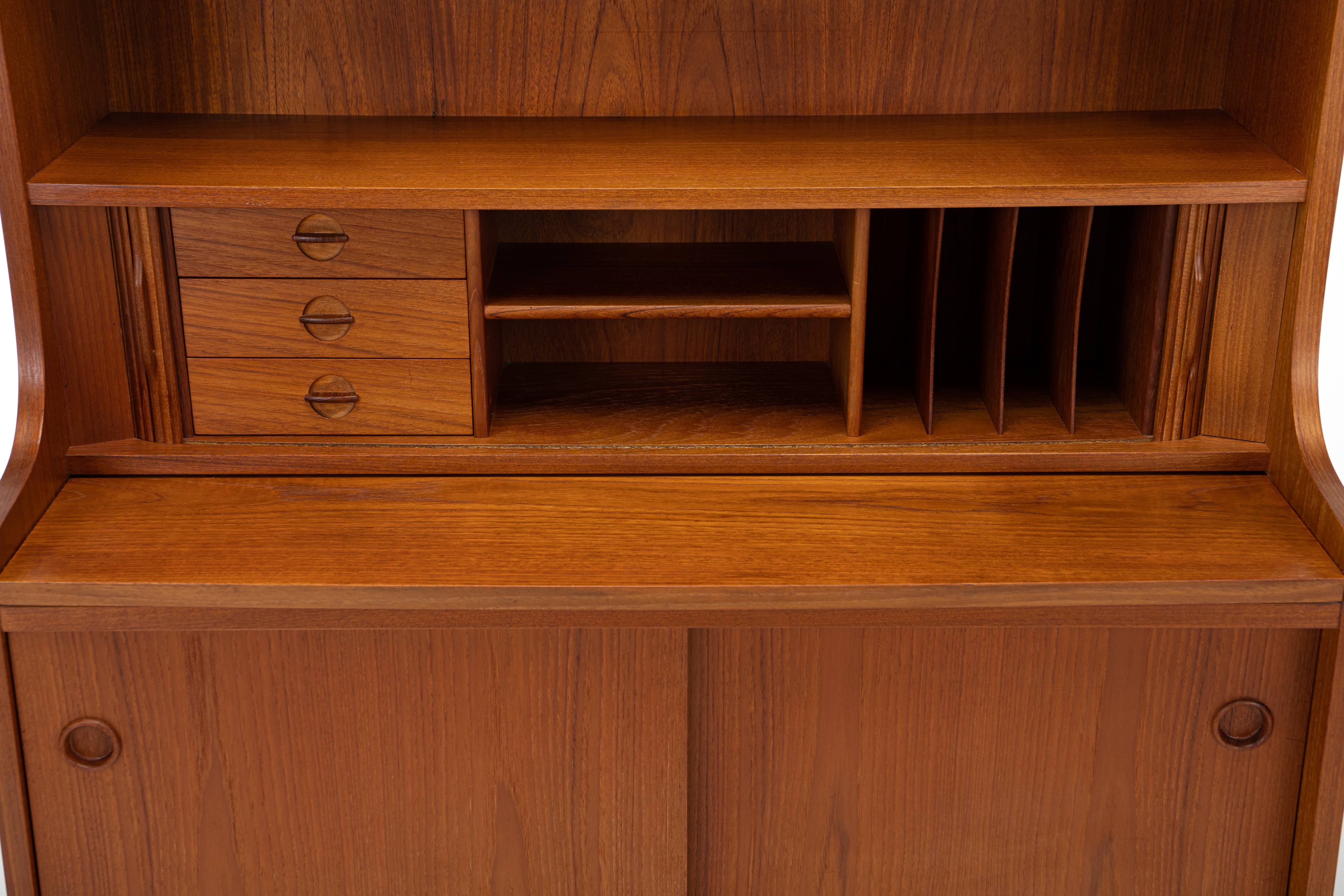 Bookcase secretary by Johannes Sorth for Nexø Møbelfabrik Bornholm, Denmark 1960s