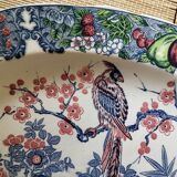 Plat ovale japonisant décor paon