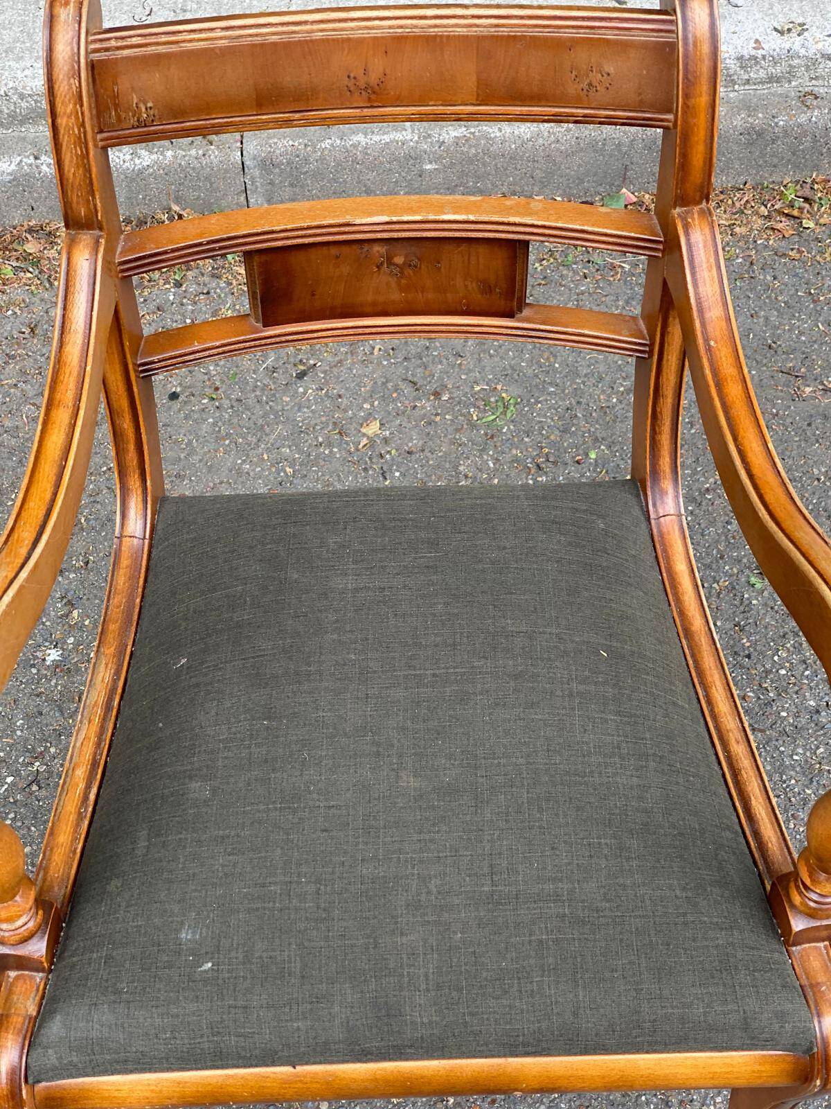 English Regency office chair in bentwood and green fabric