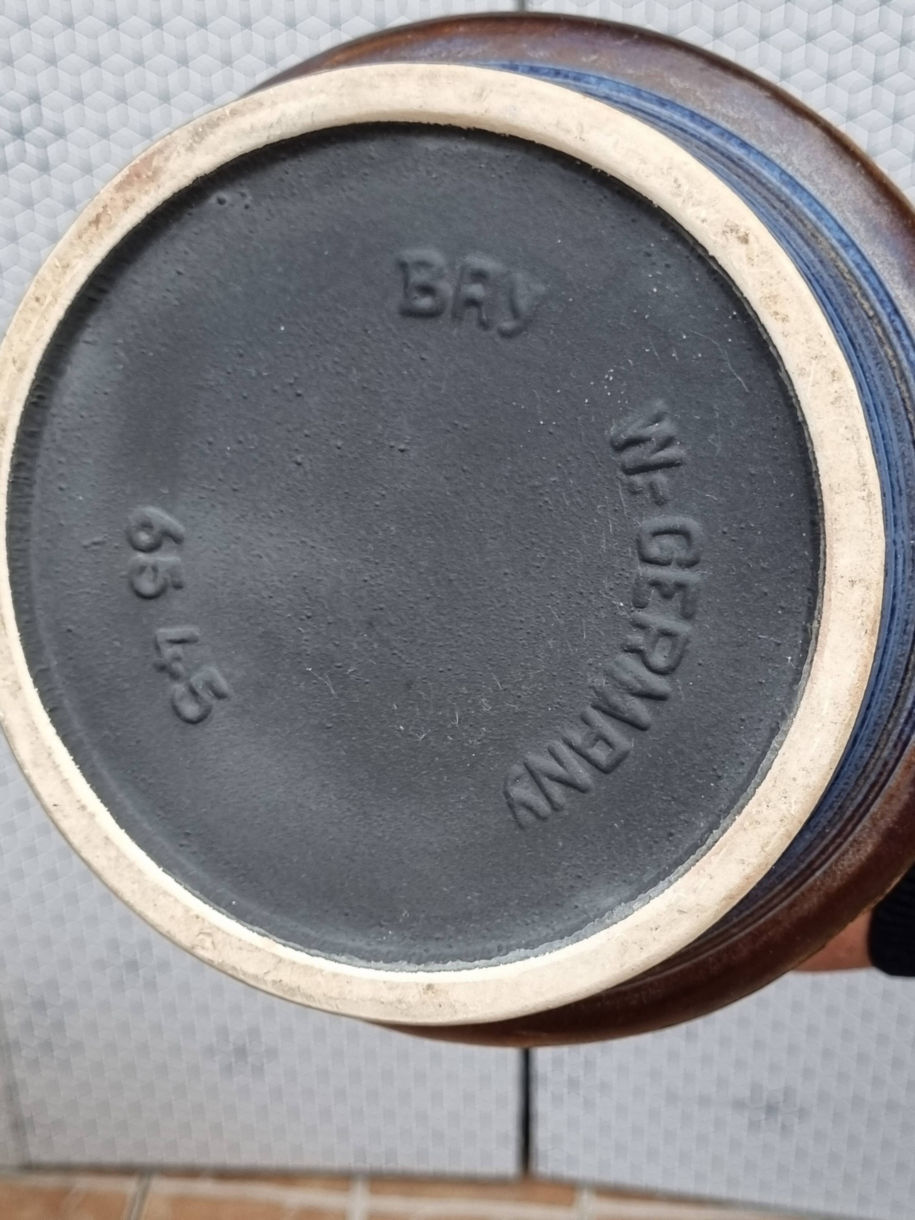 Large Bay Keramik vase in blue and ochre ceramic – West Germany, 47 cm