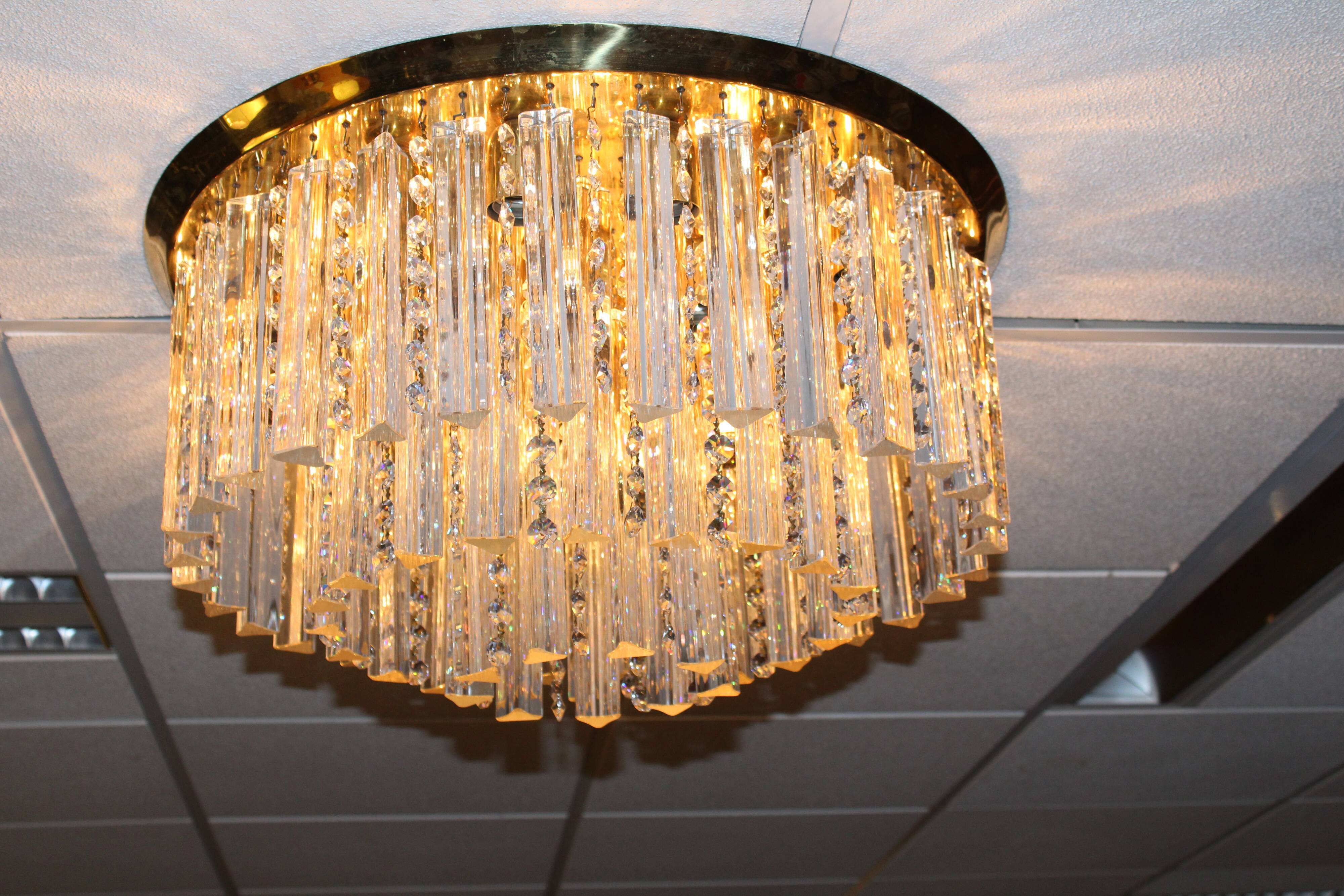 J.T. Kalmar Plaffoniere avec cristaux de verre de Murano, Autriche 1960