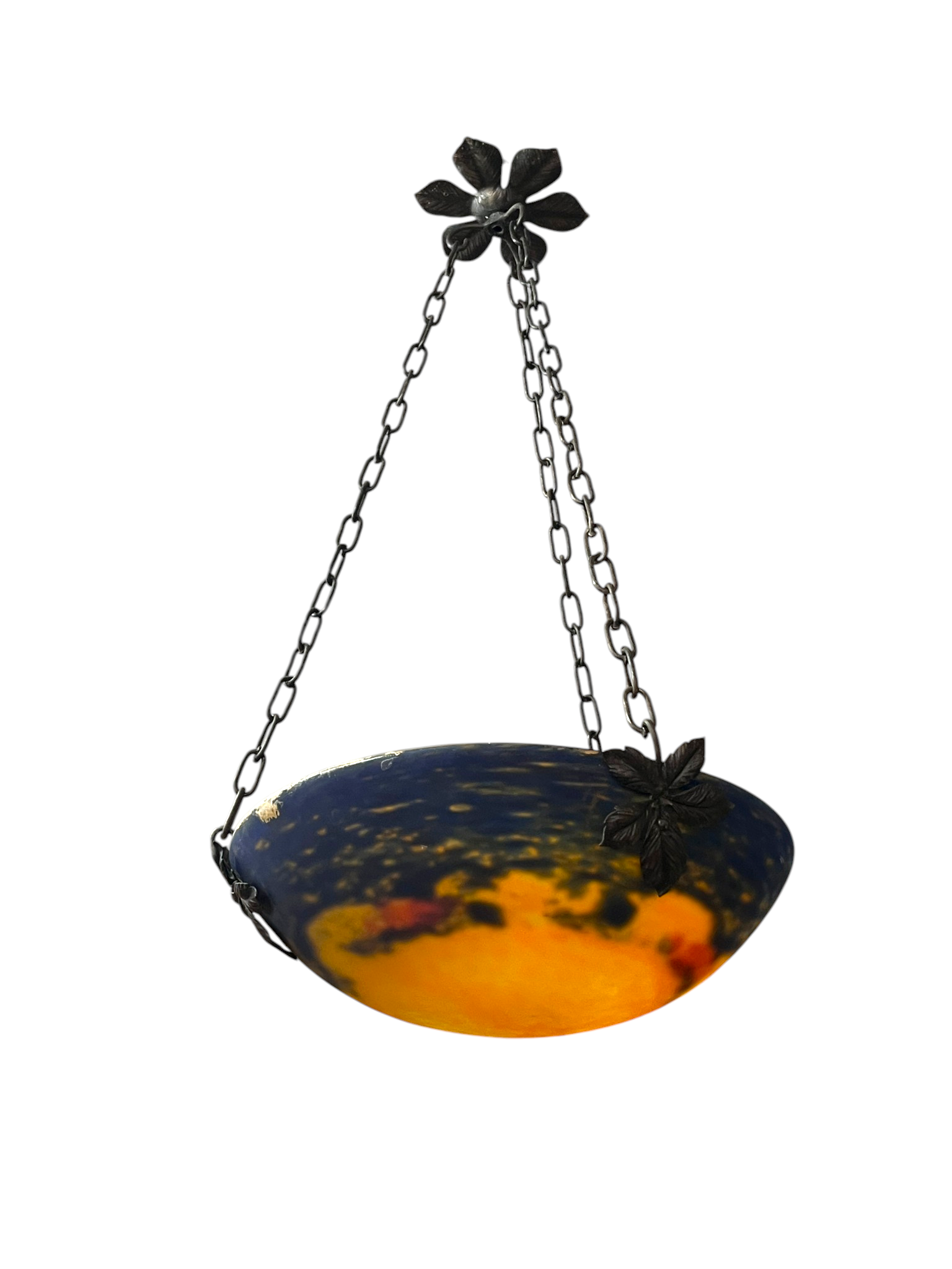 Art Deco, marbled glass pendant by Noverdy circa 1940.