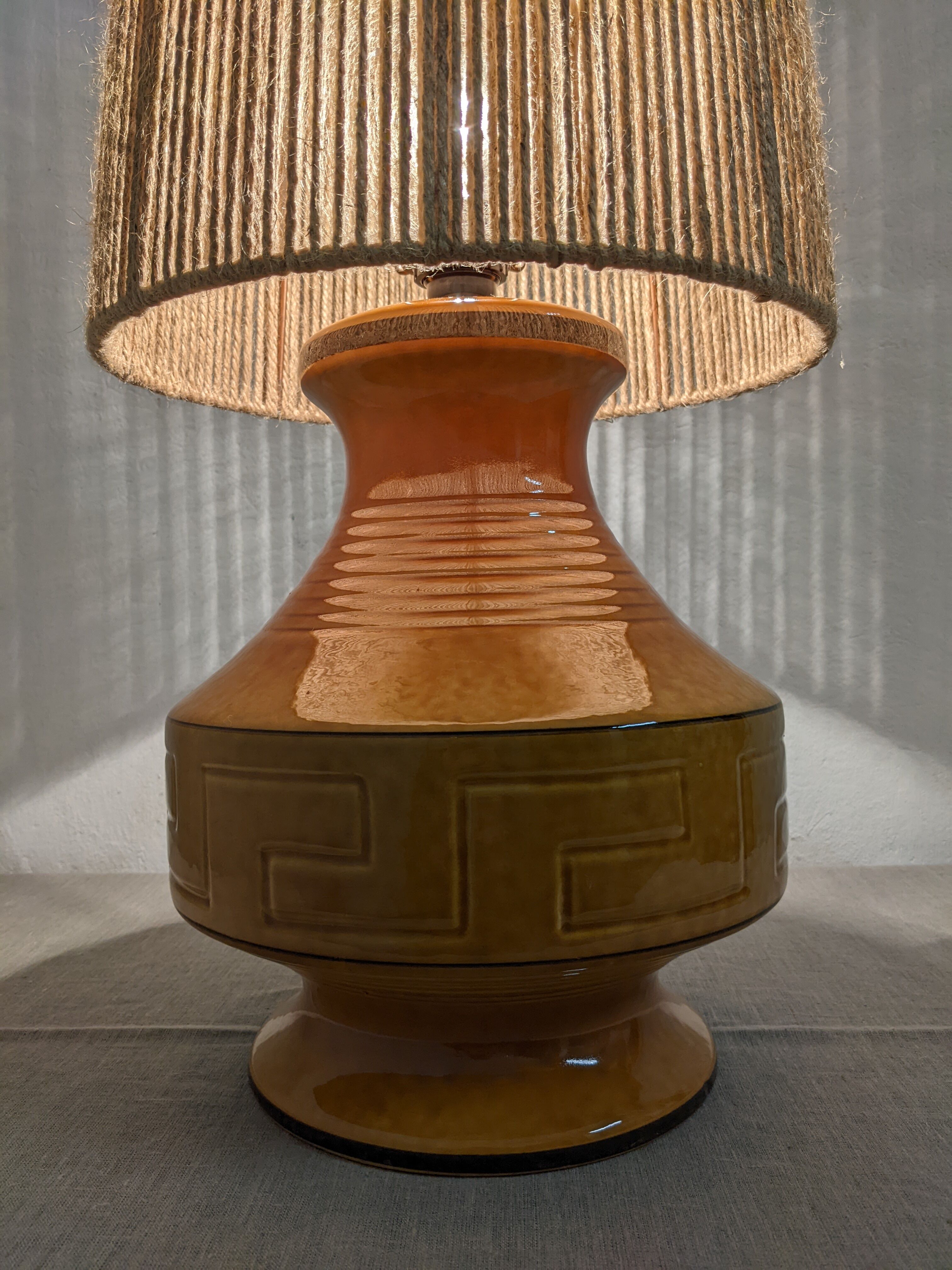 Vintage ceramic lamp and jute rope
