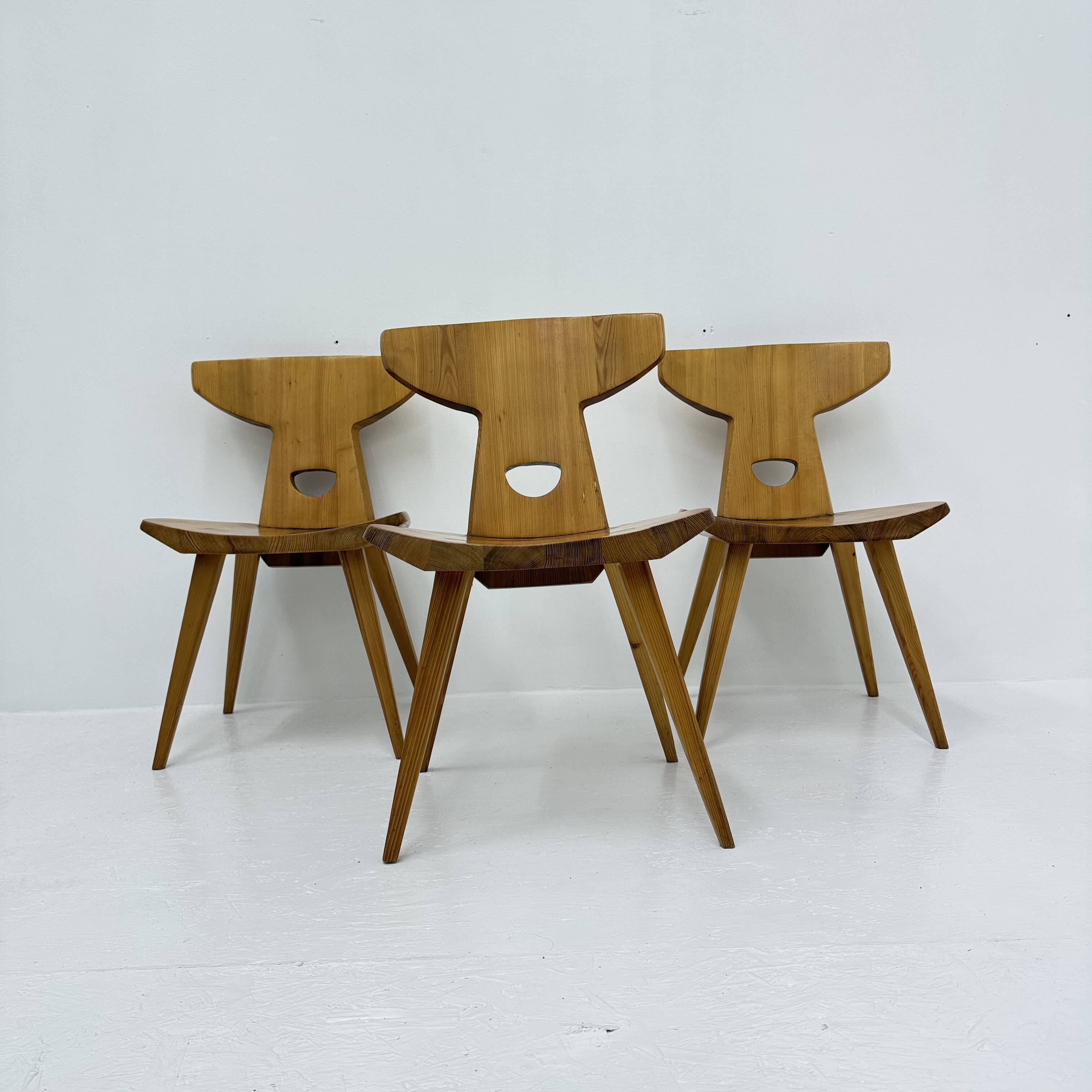 Jacob Kielland-Brandt dining chairs solid pine Denmark , 1960s