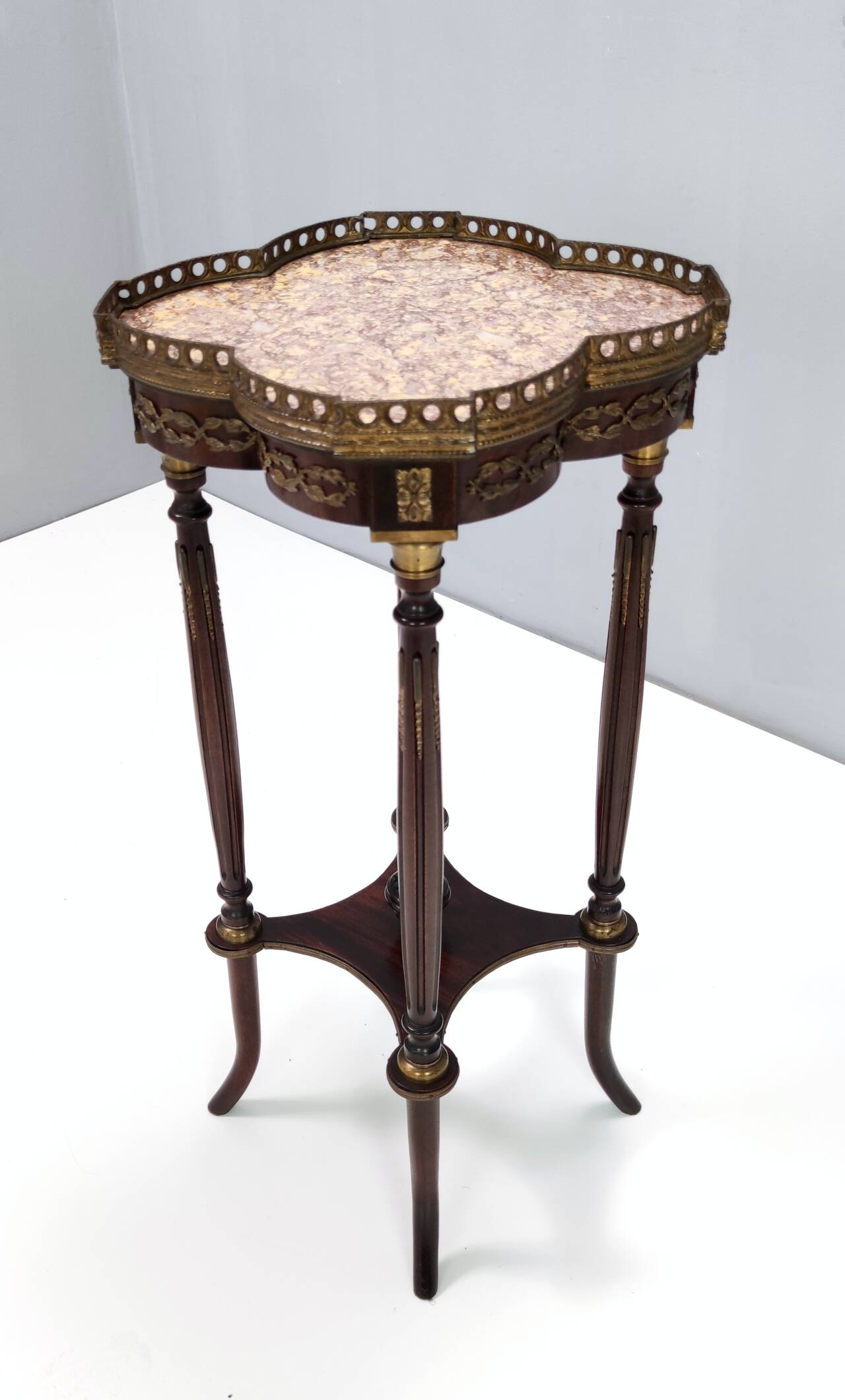 Ebonized Beech Gueridon with a Broccatello Marble Top, Italy
