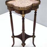Ebonized Beech Gueridon with a Broccatello Marble Top, Italy