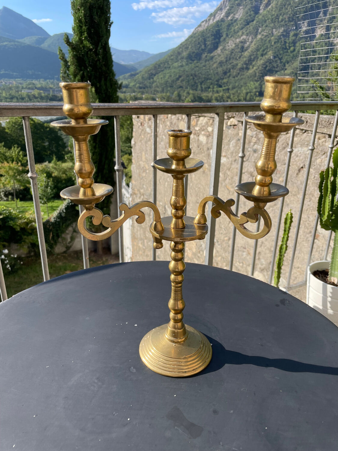 Old brass candle holder
