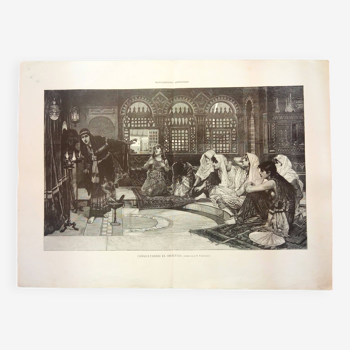 Antique Engraving 1885, Consulting the Oracle, John William Waterhouse
