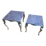 Paire de table basse gigogne style Louis XV en aluminium poli vintage