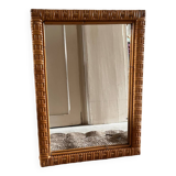 Miroir tressé rotin vintage
