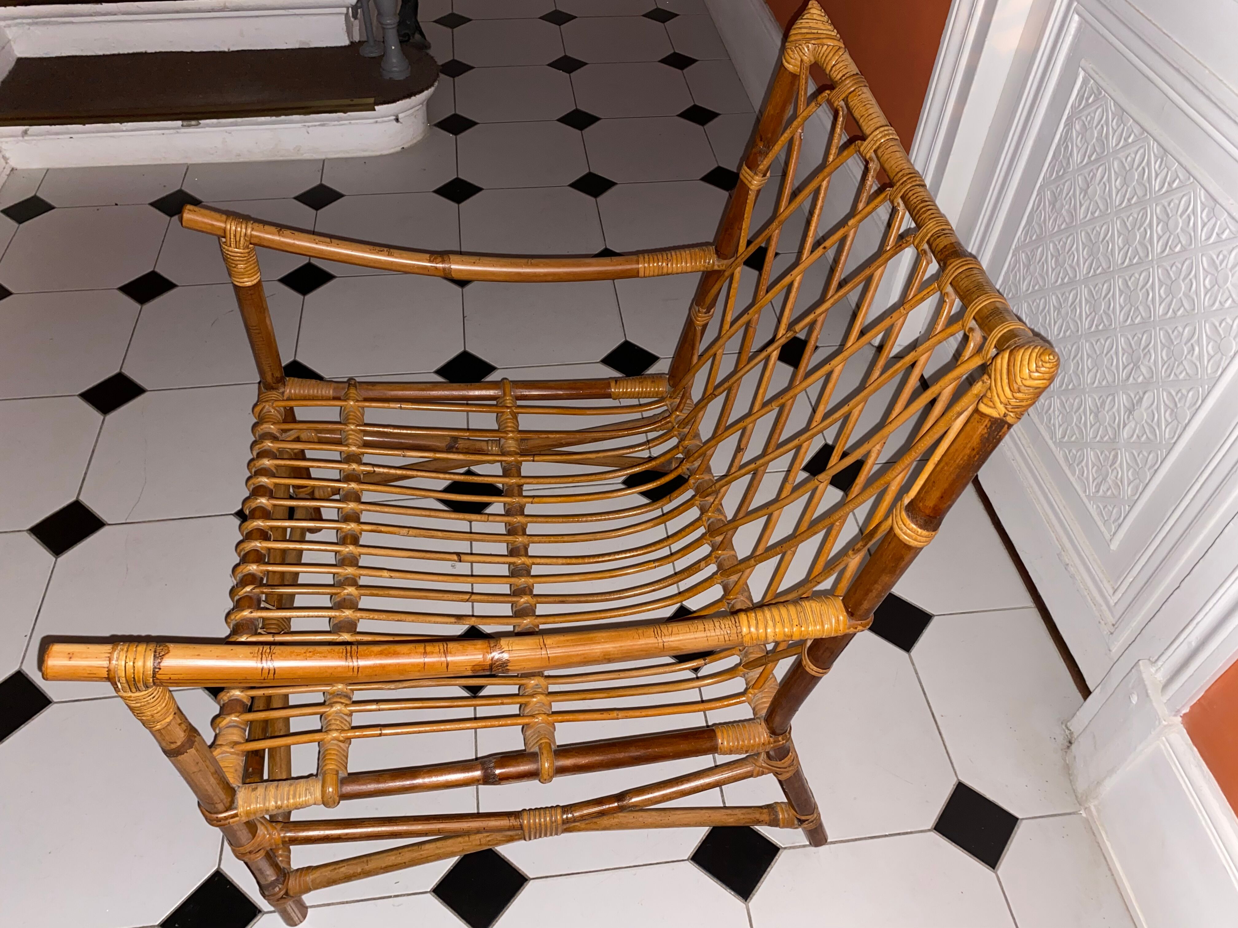 Paire de fauteuils en rotin vintage