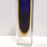 Blue and Yellow Sommerso Murano Glass Vase attr. to Flavio Poli, Italy