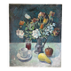 Nature morte - bouquet avec café et fruits, huile sur toile